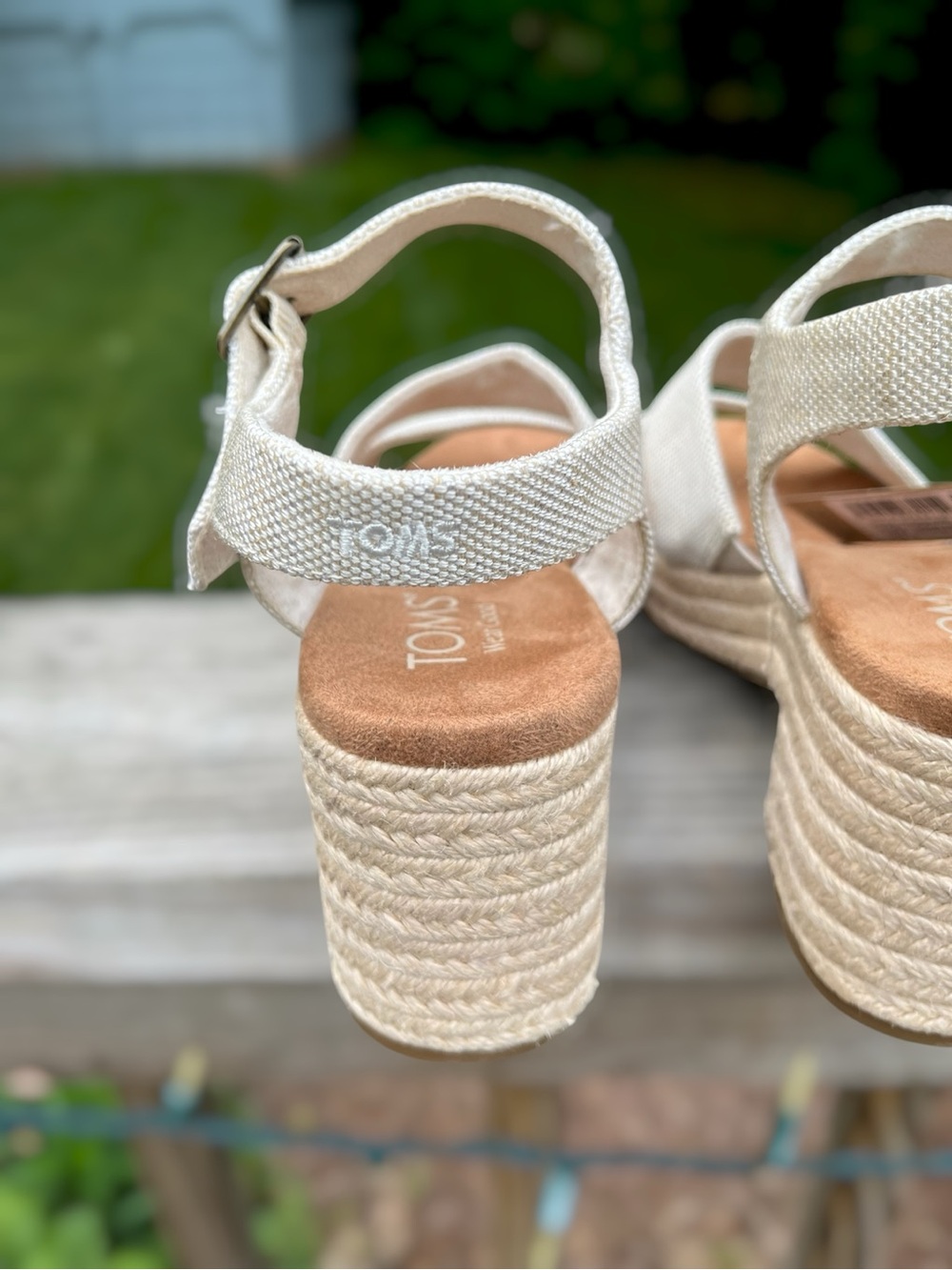 TOMS Kiki Natural Yarn Dye Espadrille Platform Sandals NWT Size 9 - Picture 4 of 10